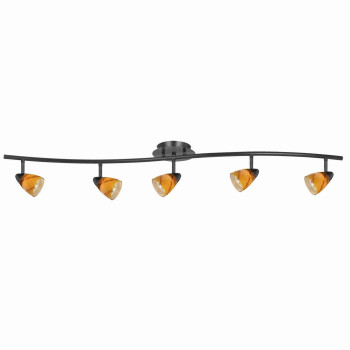 Benjara 5 Light Glass Shade 120V Metal Track Light Fixture Black And Yellow