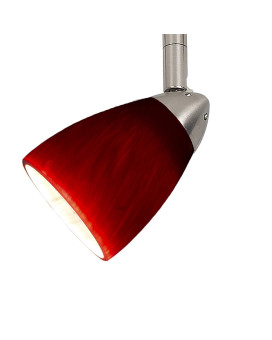 Benjara Hand Blown Glass Shade Track Light Head With Metal Frame Red And Silver