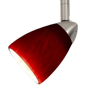 Benjara Hand Blown Glass Shade Track Light Head With Metal Frame Red And Silver