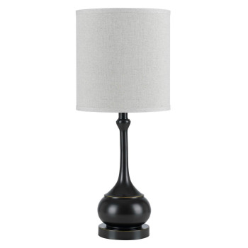 Benjara Elongated Bellied Shape Metal Accent Lamp With Drum Shade Black