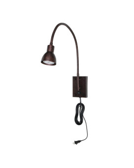 Benjara Bm225089 Metal Round Wall Reading Lamp With Plug In Switch Bronze