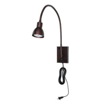 Benjara Bm225089 Metal Round Wall Reading Lamp With Plug In Switch Bronze