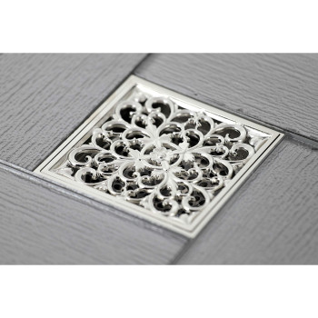 Kingston Brass Bsf9771Pn Watercourse Scroll 4 Square Grid Shower Drain Polished Brass