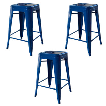 Loft Blue 24 In Metal Bar Stool 3 Piece