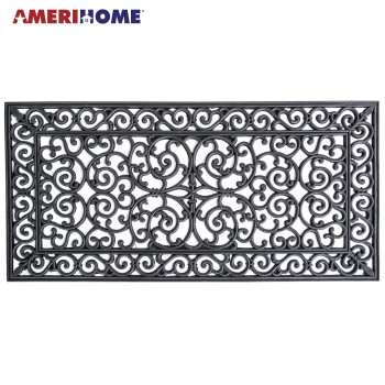 Amerihome 4 Ft X 2 Ft Decorative Scrollwork Entryway Rubber Door Mat