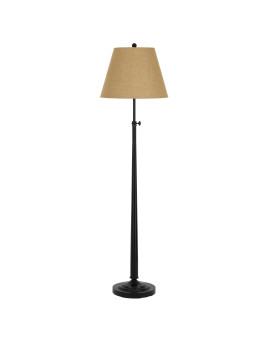 Benjara Bm226328 Tubular Metal Floor Lamp With Adjustable Height Mechanism44 Black Beige