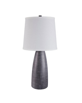 Benjara Bm227554 Vase Shape Resin Table Lamp With Fabric Shade44 Gray White Set Of 2