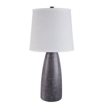 Benjara Bm227554 Vase Shape Resin Table Lamp With Fabric Shade44 Gray White Set Of 2