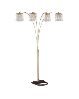 Metal Arc Floor Lamp With 4 Hanging Crystal Lights Black And Gold