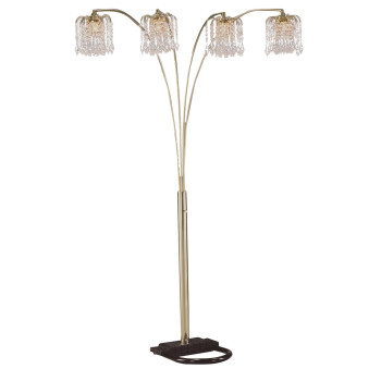 Metal Arc Floor Lamp With 4 Hanging Crystal Lights Black And Gold