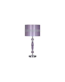 Benjara Acrylic And Metal Base Table Lamp With Fabric Shade Purple