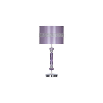 Benjara Acrylic And Metal Base Table Lamp With Fabric Shade Purple