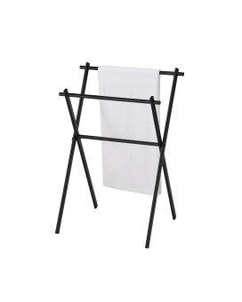 Expression Double Free Standing Modern Bathroom Towel Rack Stand Black Metal