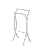 Coronado Double Free Standing Modern Bathroom Towel Rack Stand White Metal