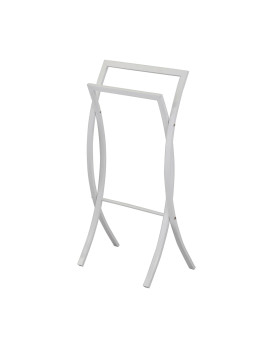 Coronado Double Free Standing Modern Bathroom Towel Rack Stand White Metal