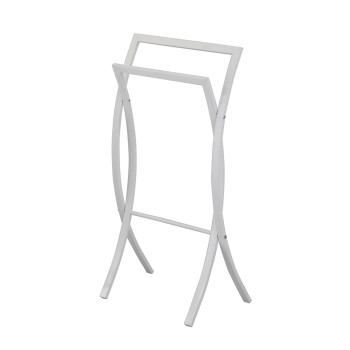 Coronado Double Free Standing Modern Bathroom Towel Rack Stand White Metal