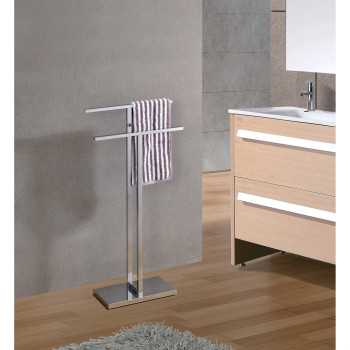 Pelton Freestanding Bathroom Towel Rack With Two Bars Stainless Steel