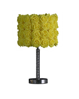 Bloom Roses Drum Shade Table Lamp With Twisted Acrylic Base Yellow