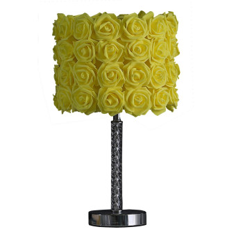 Bloom Roses Drum Shade Table Lamp With Twisted Acrylic Base Yellow