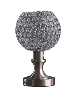 Benjara Acrylic Bead Globe Table Lamp With Metal Base Silver