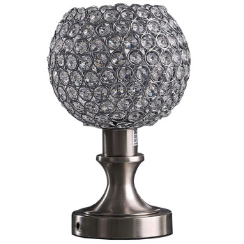 Benjara Acrylic Bead Globe Table Lamp With Metal Base Silver