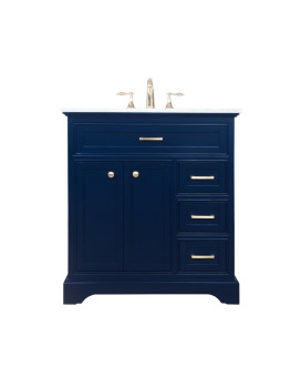 32 Inch Single Bathroom Vanity In Blue