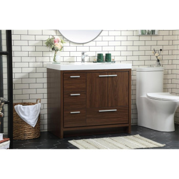 36 Inch Single Bathroom Vanity In Walnut