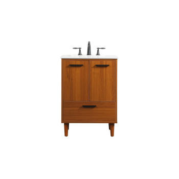 24 Inch Bathroom Vanity In Teak