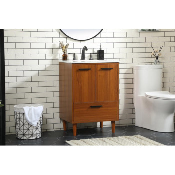 24 Inch Bathroom Vanity In Teak