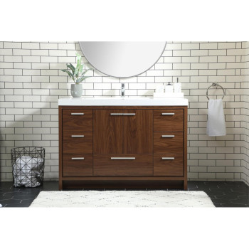 48 Inch Single Bathroom Vanity In Walnut