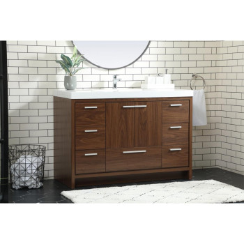 48 Inch Single Bathroom Vanity In Walnut