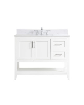 42 Inch Single Bathroom Vanity In White With Backsplash