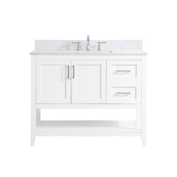 42 Inch Single Bathroom Vanity In White With Backsplash