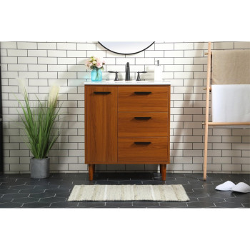 30 Inch Bathroom Vanity In Teak