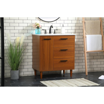 30 Inch Bathroom Vanity In Teak