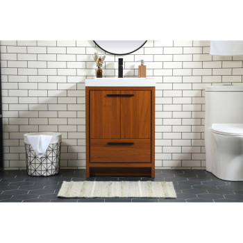 24 Inch Single Bathroom Vanity In Teak