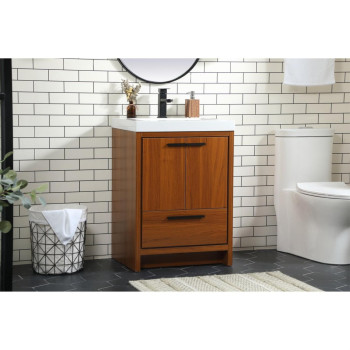 24 Inch Single Bathroom Vanity In Teak