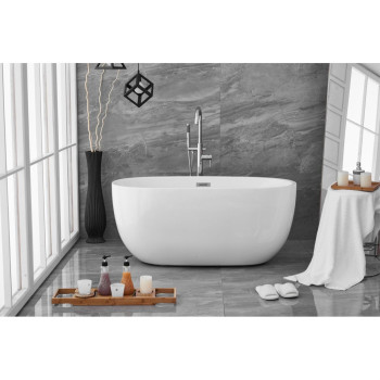 54 Inch Soaking Roll Top Bathtub In Glossy White