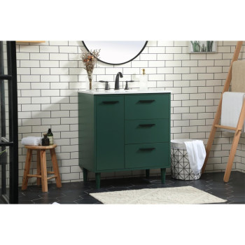 30 Inch Bathroom Vanity In Green