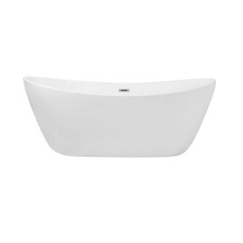 72 Inch Soaking Double Slipper Bathtub In Glossy White