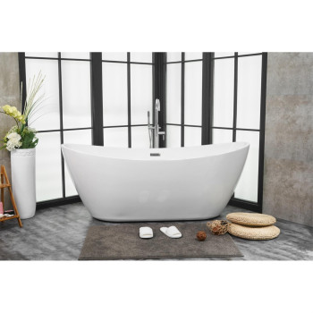 72 Inch Soaking Double Slipper Bathtub In Glossy White