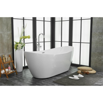 72 Inch Soaking Double Slipper Bathtub In Glossy White