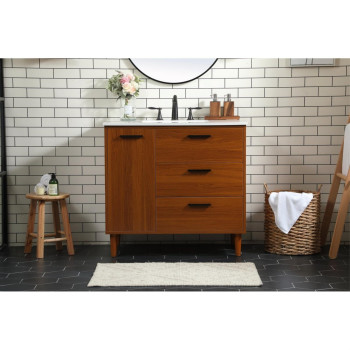 36 Inch Bathroom Vanity In Teak