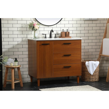 36 Inch Bathroom Vanity In Teak