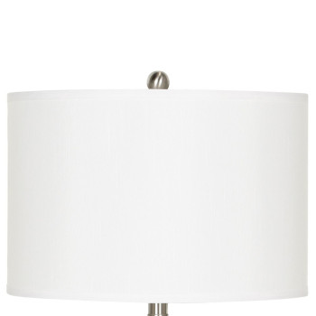 Metal Table Lamp With Fabric Drum Shade White And Silver