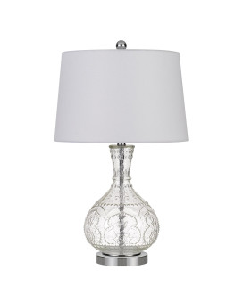 150 Watt Textured Glass Base Table Lamp White And Clear