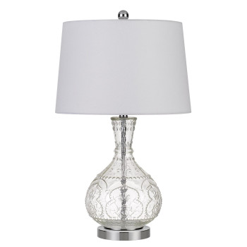 150 Watt Textured Glass Base Table Lamp White And Clear