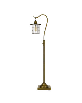 Benjara Bm233411 60 Inch Metal Downbridge Design Floor Lamp With Caged Shade Brass