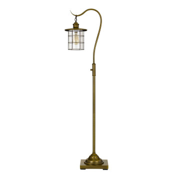 Benjara Bm233411 60 Inch Metal Downbridge Design Floor Lamp With Caged Shade Brass