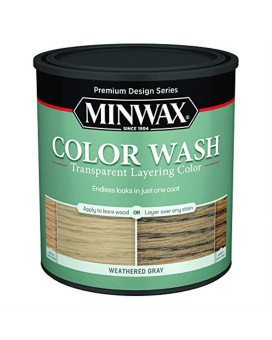 1015266 Wood Stain Weathered 1Qt Minwax Design Series Color Wash Transparent Weathered Gray Waterbased Wood Stain 1 Qt Pack Of